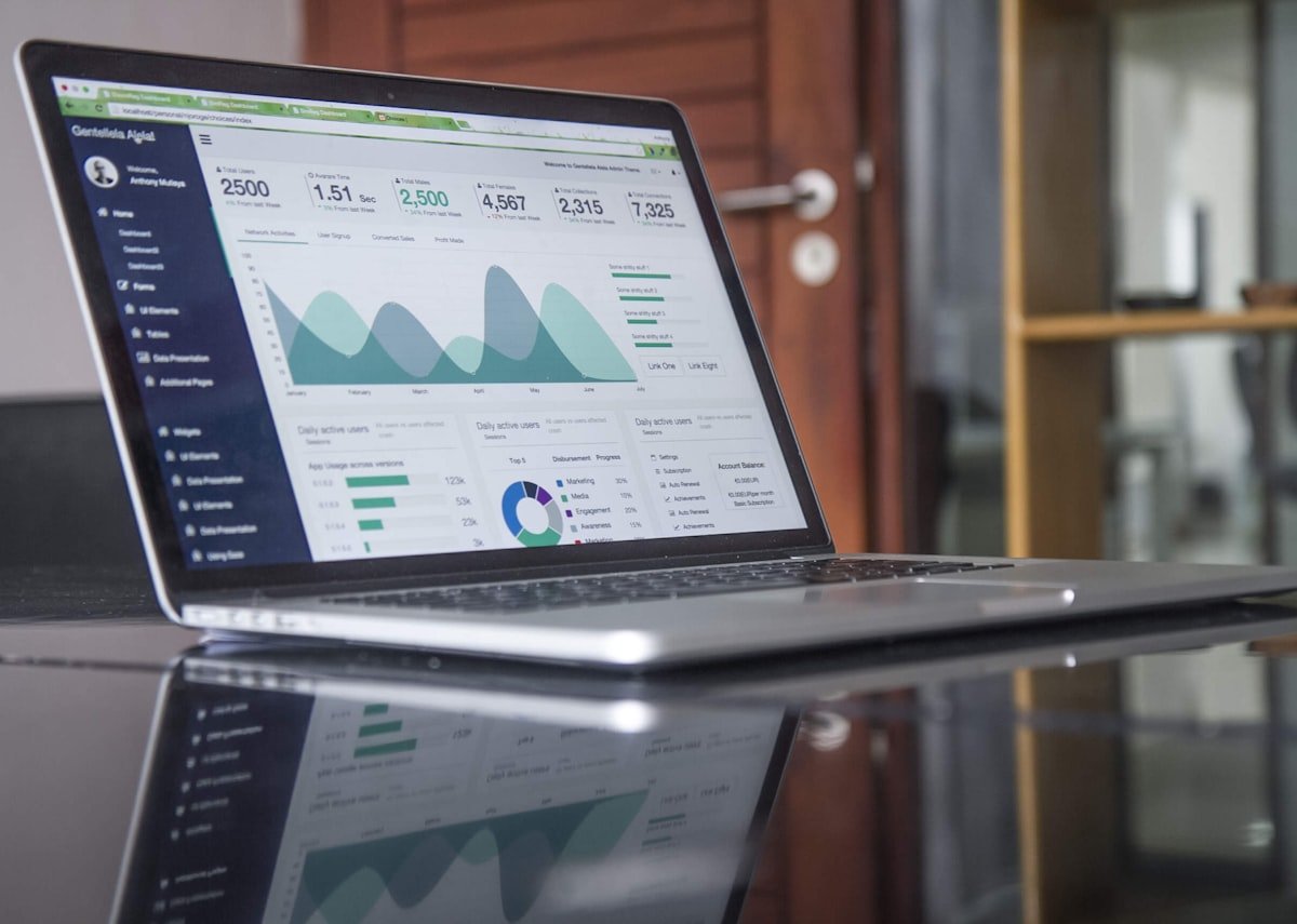 Marketing analytics dashboard on a laptop screen